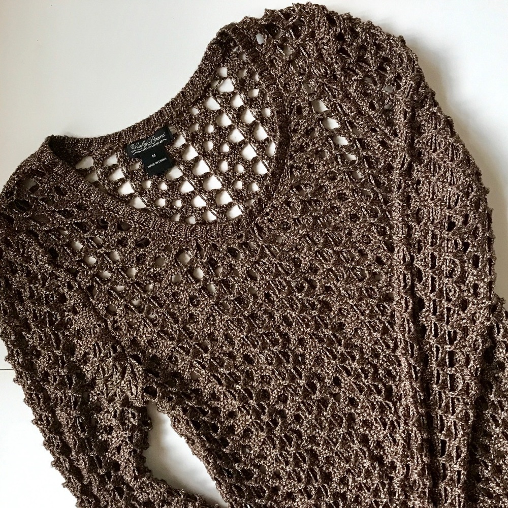 Lucky Brand Metallic Open Knit Sweater (M)